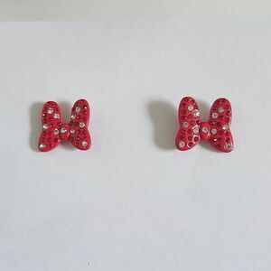 Disney Magical Ears Collection post red sparkle Minnie Mouse bows, 5/8"